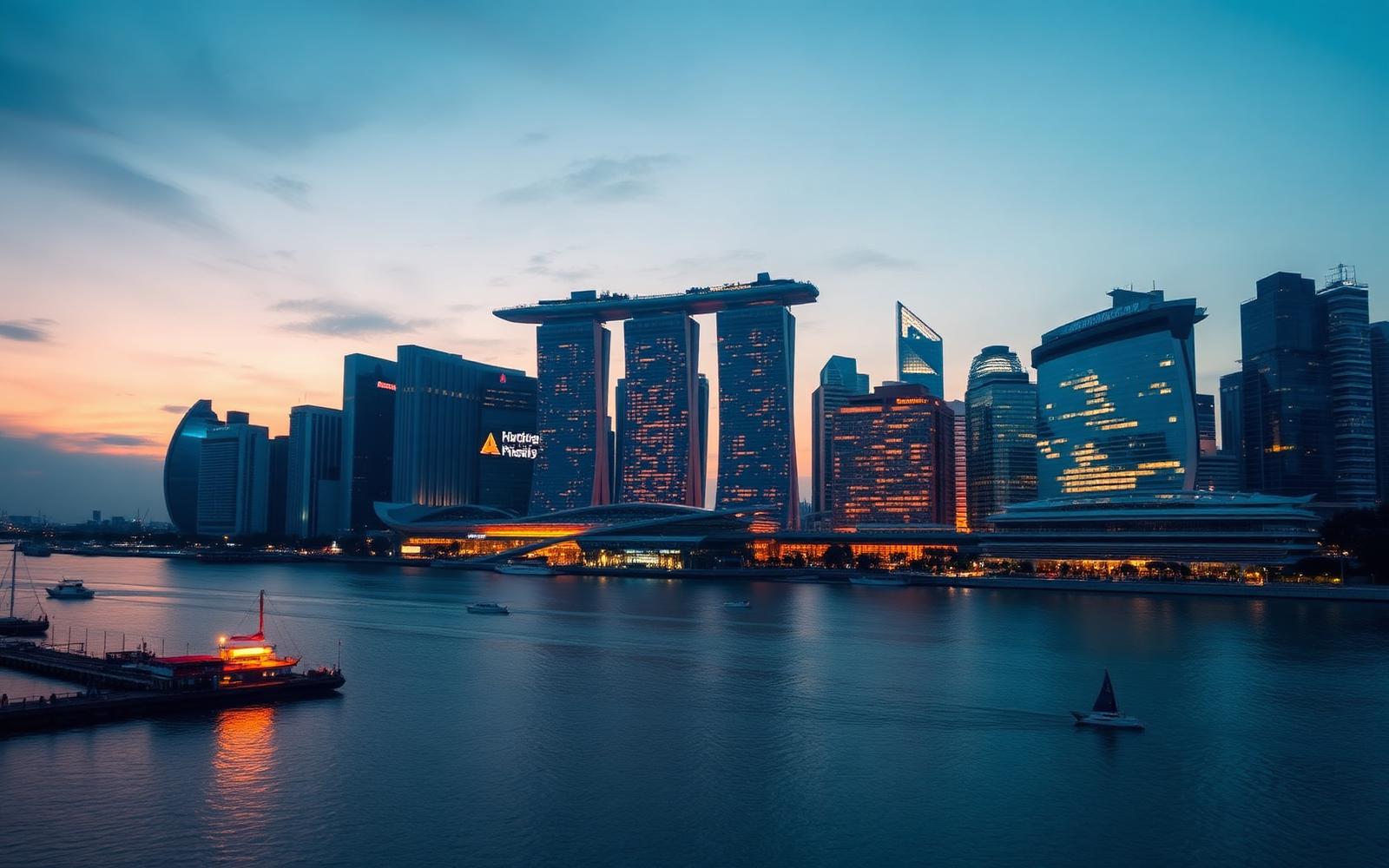 Singapore Marina Bay skyline at dusk